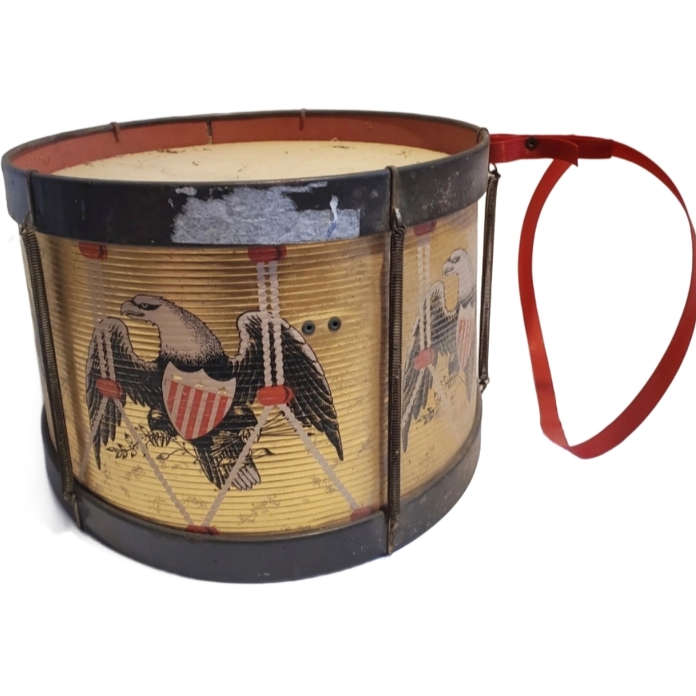 Ultra Rare Vintage Emenee American Eagle Toy Drum | USA | Patriotic Kid's Toy
